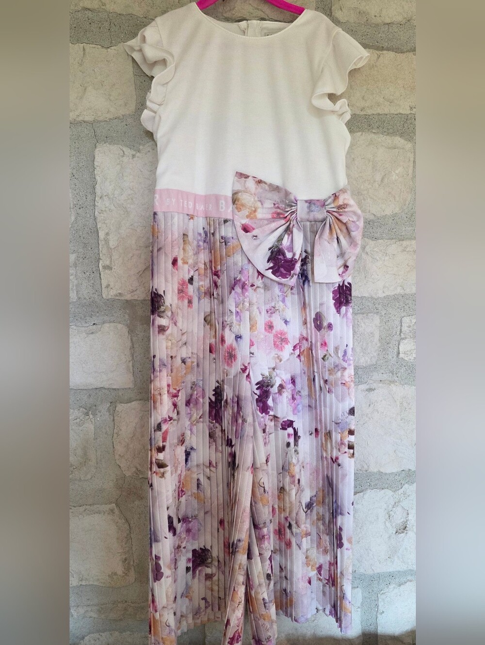 Ted Baker Floral Pleated Midi Skirt in Lavender Pink